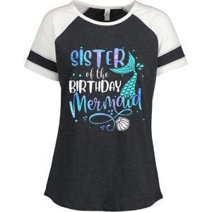 Sister Of The Birthday Mermaid Family Matching Party Squad Enza Ladies Jersey Colorblock Tee