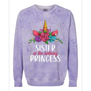 Sister Of The Birthday Princess Unicorn Bday Party Colorblast Crewneck Sweatshirt