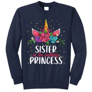 Sister Of The Birthday Princess Unicorn Bday Party Tall Sweatshirt