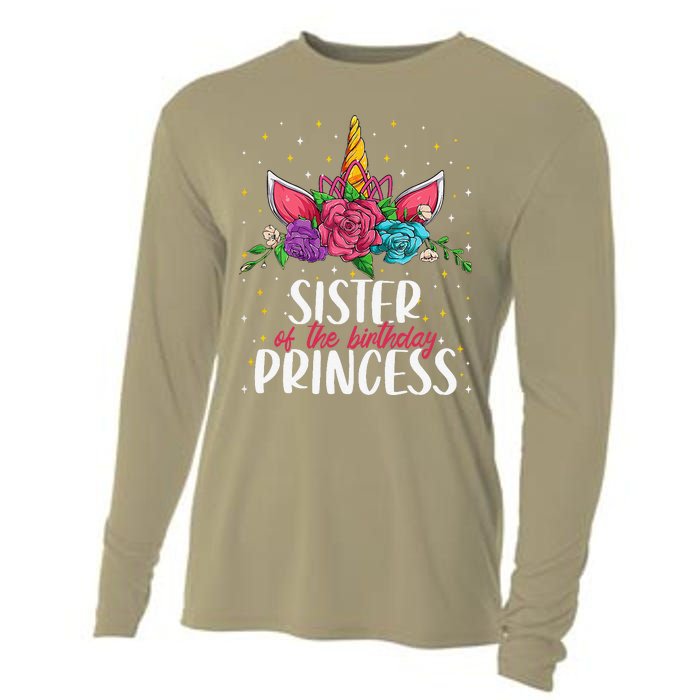 Sister Of The Birthday Princess Unicorn Bday Party Cooling Performance Long Sleeve Crew