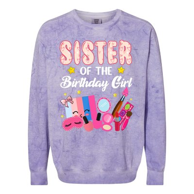 Sister Of The Birthday Spa Party Nail Polish Makeup Colorblast Crewneck Sweatshirt