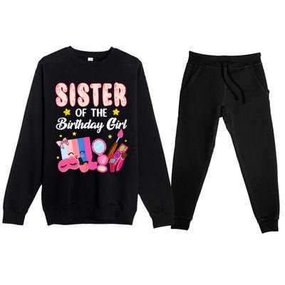 Sister Of The Birthday Spa Party Nail Polish Makeup Premium Crewneck Sweatsuit Set