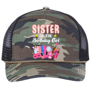 Sister Of The Birthday Spa Party Nail Polish Makeup Retro Rope Trucker Hat Cap