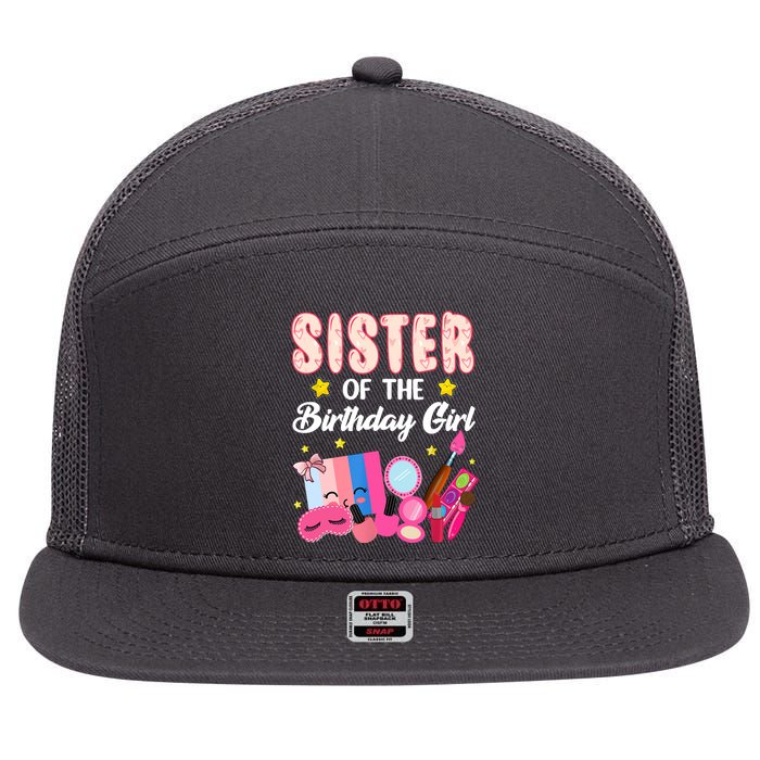 Sister Of The Birthday Spa Party Nail Polish Makeup 7 Panel Mesh Trucker Snapback Hat