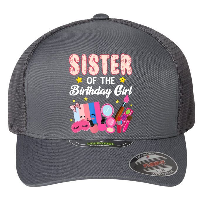 Sister Of The Birthday Spa Party Nail Polish Makeup Flexfit Unipanel Trucker Cap