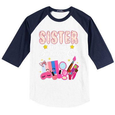 Sister Of The Birthday Spa Party Nail Polish Makeup Baseball Sleeve Shirt