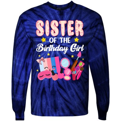 Sister Of The Birthday Spa Party Nail Polish Makeup Tie-Dye Long Sleeve Shirt