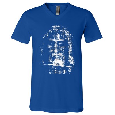 Shroud Of Turin Jesus Christ Face V-Neck T-Shirt