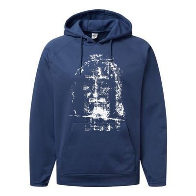 Shroud Of Turin Jesus Christ Face Performance Fleece Hoodie