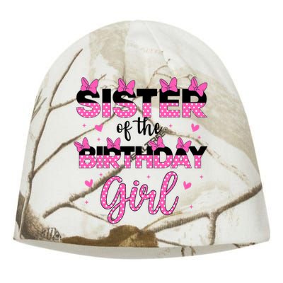 Sister Of The Birthday Girl Mouse Family Matching Big Sis Kati - Camo Knit Beanie