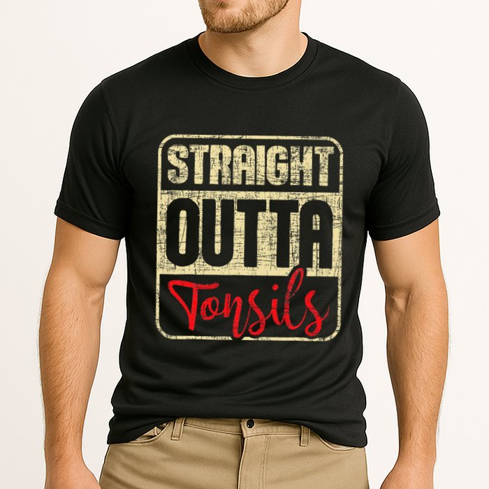 Straight Outta Tonsils Tonsil Removal Surgery Recovery Cooling Performance Crew T-Shirt