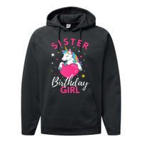 Sister Of The Birthday  Unicorn Performance Fleece Hoodie