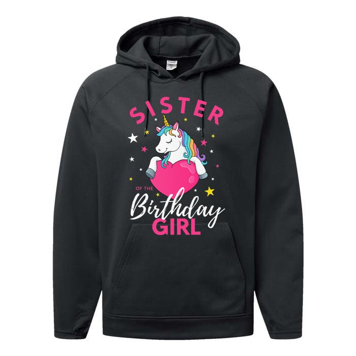 Sister Of The Birthday  Unicorn Performance Fleece Hoodie