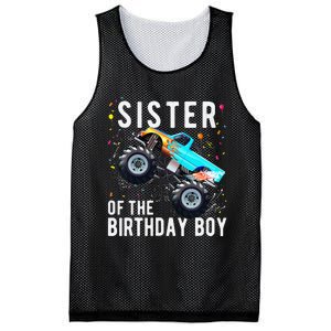 Sister Of The Birthday Monster Truck Family Matching Mesh Reversible Basketball Jersey Tank