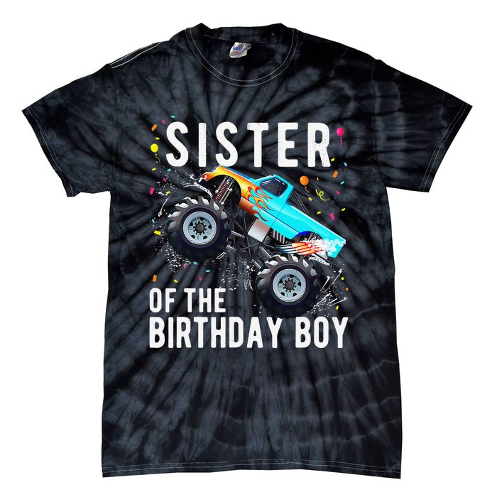 Sister Of The Birthday Monster Truck Family Matching Tie-Dye T-Shirt