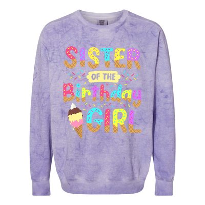 Sister Of The Birthday Day Ice Cream Party Family Colorblast Crewneck Sweatshirt