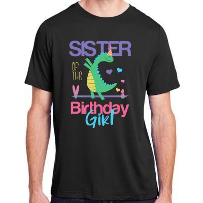 Sister Of The Birthday Dinosaur Theme Matching Family Adult ChromaSoft Performance T-Shirt