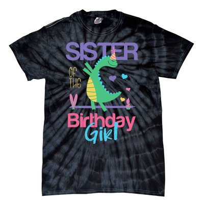 Sister Of The Birthday Dinosaur Theme Matching Family Tie-Dye T-Shirt