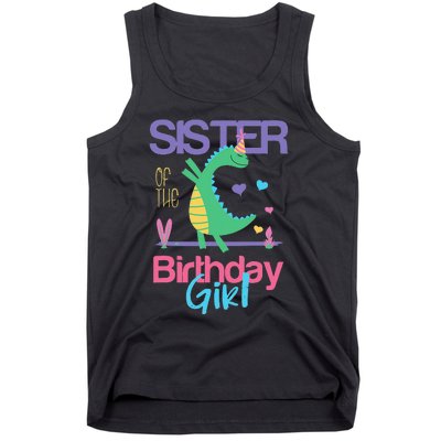 Sister Of The Birthday Dinosaur Theme Matching Family Tank Top