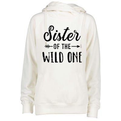 Sister Of The Wild One Daughter Matching Family Gift Womens Funnel Neck Pullover Hood