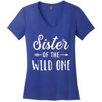 Sister Of The Wild One Daughter Matching Family Gift Women's V-Neck T-Shirt