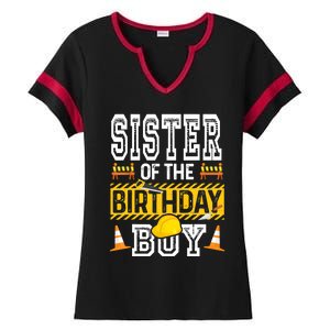 Sister Of The Birthday Boy Construction Birthday Party Hat Ladies Halftime Notch Neck Tee