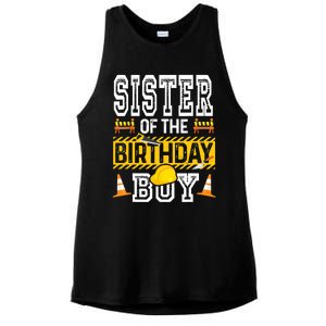 Sister Of The Birthday Boy Construction Birthday Party Hat Ladies PosiCharge Tri-Blend Wicking Tank