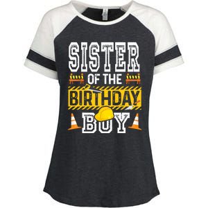 Sister Of The Birthday Boy Construction Birthday Party Hat Enza Ladies Jersey Colorblock Tee