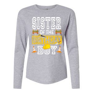 Sister Of The Birthday Boy Construction Birthday Party Hat Womens Cotton Relaxed Long Sleeve T-Shirt