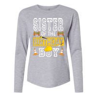 Sister Of The Birthday Boy Construction Birthday Party Hat Womens Cotton Relaxed Long Sleeve T-Shirt