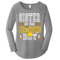 Sister Of The Birthday Boy Construction Birthday Party Hat Women's Perfect Tri Tunic Long Sleeve Shirt