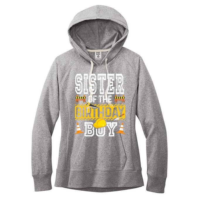 Sister Of The Birthday Boy Construction Birthday Party Hat Women's Fleece Hoodie