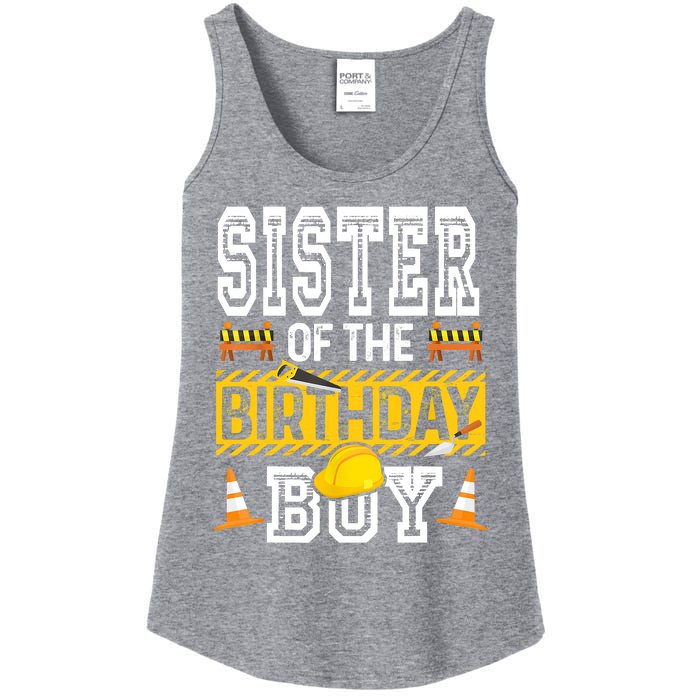 Sister Of The Birthday Boy Construction Birthday Party Hat Ladies Essential Tank