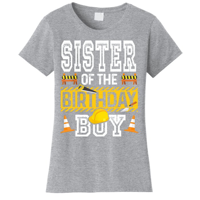 Sister Of The Birthday Boy Construction Birthday Party Hat Women's T-Shirt