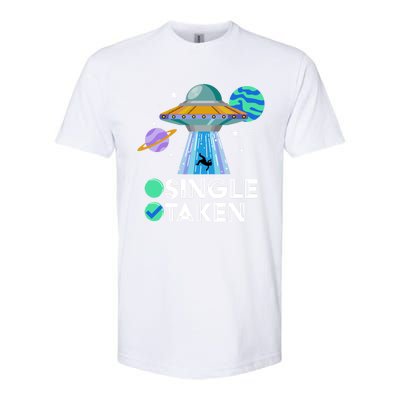 Single Or Taken Funny Alien Ufo Valentines Day Ufo Fan Gift Great Gift Softstyle® CVC T-Shirt