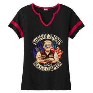 Sons Of Trump Maga Chapter 2024 Funny Ladies Halftime Notch Neck Tee