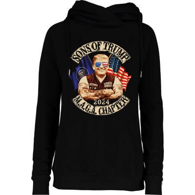 Sons Of Trump Maga Chapter 2024 Funny Womens Funnel Neck Pullover Hood