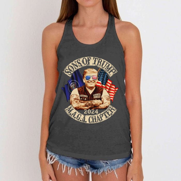 Sons Of Trump Maga Chapter 2024 Funny Women's Knotted Racerback Tank