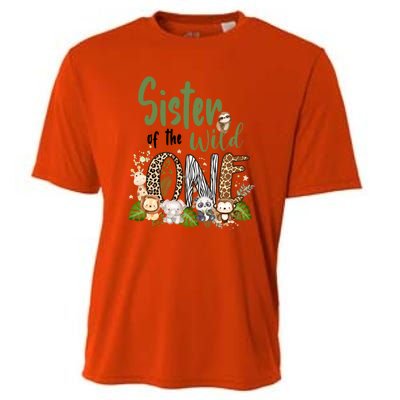 Sister Of The Wild One Zoo 1st Birthday Safari Jungle Animal Gift Cooling Performance Crew T-Shirt