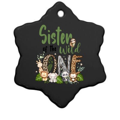 Sister Of The Wild One Zoo 1st Birthday Safari Jungle Animal Gift Ceramic Star Ornament