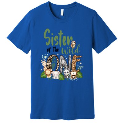 Sister Of The Wild One Zoo 1st Birthday Safari Jungle Animal Gift Premium T-Shirt