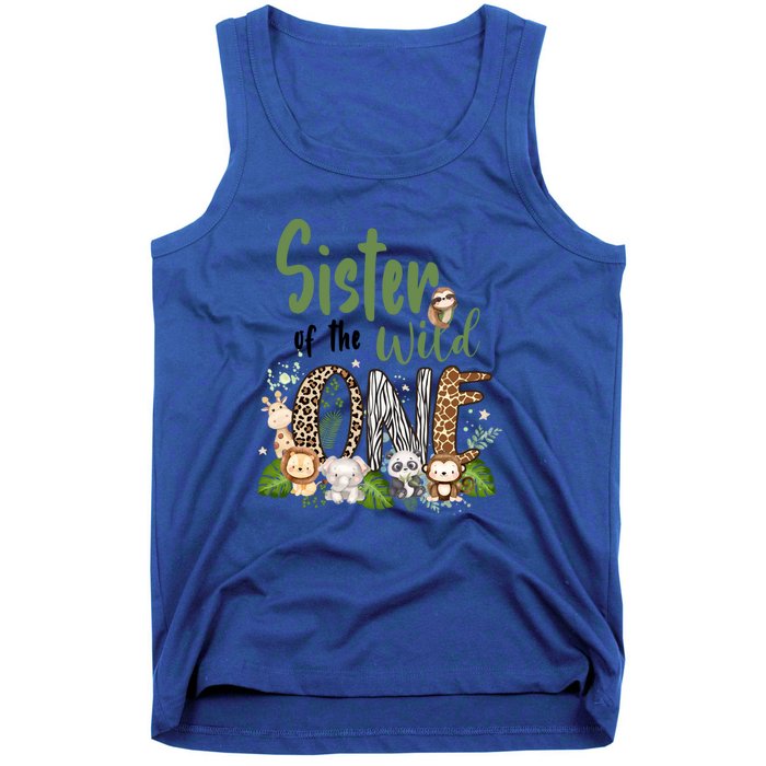 Sister Of The Wild One Zoo 1st Birthday Safari Jungle Animal Gift Tank Top