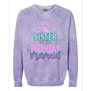 Sister Of The Birthday Mermaid Funny Matching Party Colorblast Crewneck Sweatshirt