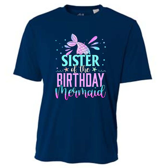 Sister Of The Birthday Mermaid Funny Matching Party Cooling Performance Crew T-Shirt