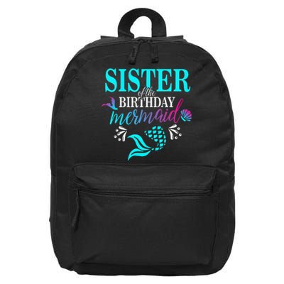 Sister Of The Birthday Mermaid Matching Family 16 in Basic Backpack