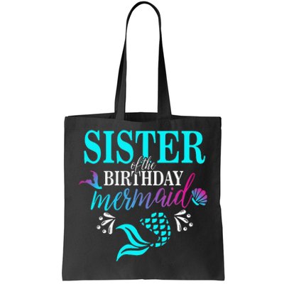 Sister Of The Birthday Mermaid Matching Family Tote Bag