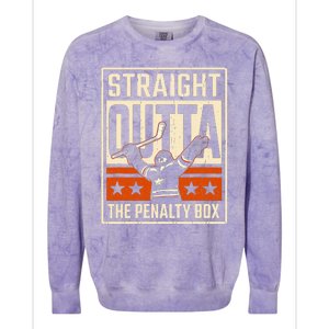 Straight Outta The Penalty Box Funny Hockey Player Fan Lover Colorblast Crewneck Sweatshirt