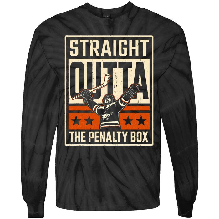 Straight Outta The Penalty Box Funny Hockey Player Fan Lover Tie-Dye Long Sleeve Shirt