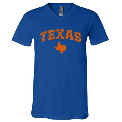 State Of Texas Map Distressed V-Neck T-Shirt