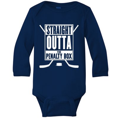 Straight Outta The Penalty Box Funny Gift Funny Ice Hockey Gift Baby Long Sleeve Bodysuit